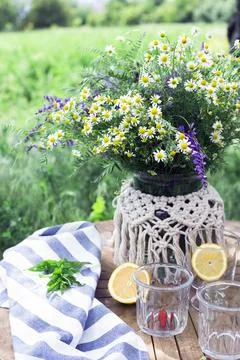 Breakfast in the garden Stock Photos
