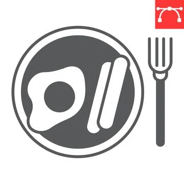Breakfast glyph icon Stock Illustration