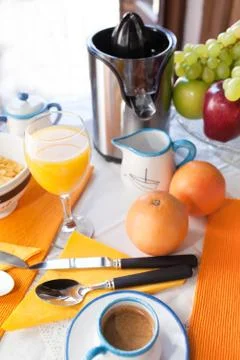 Breakfast With Grapefruit Juice Stock Photos