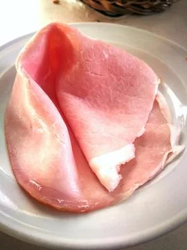 Breakfast ham on a plate Stock Photos