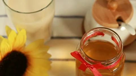 Breakfast - Honey dipper Stock Footage 10686200