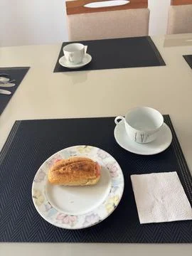 Breakfast with hot dogs. Stock Photos