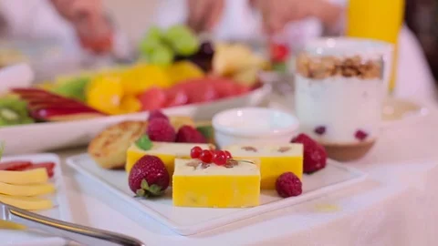 Breakfast at the hotel close-up Stock Footage 73604581