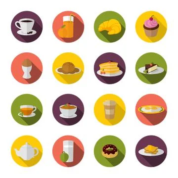 Breakfast icon flat Stockillustratie