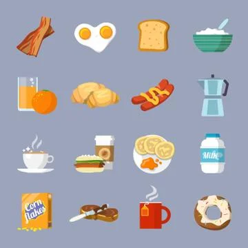 Breakfast icon flat Illustrazione stock