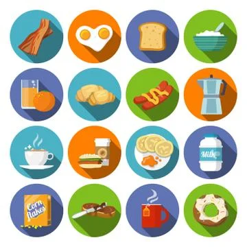 Breakfast icon flat Illustrazione stock