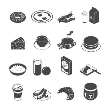 Breakfast Icon Set 스톡 일러스트