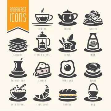 Breakfast icon set Stock Illustration