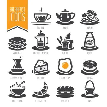 Breakfast icon set Stock Illustration