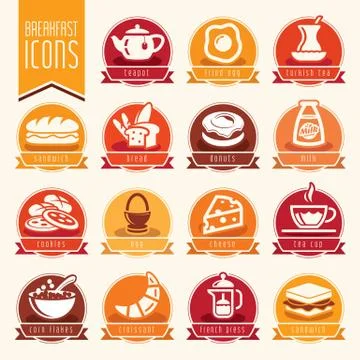 Breakfast icon set Stock Illustration