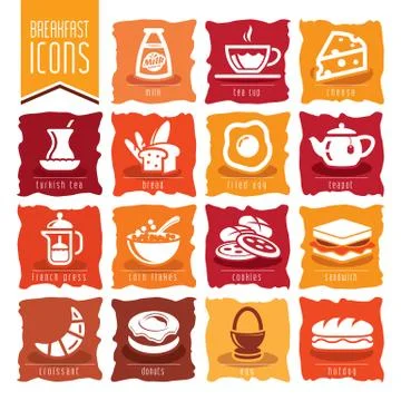 Breakfast icon set Stock Illustration
