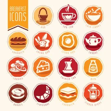 Breakfast icon set Stock Illustration