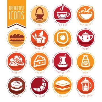 Breakfast icon set Stock Illustration