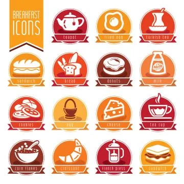 Breakfast icon set Stock Illustration