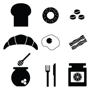 Breakfast icons set Stock Illustration
