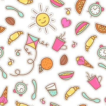 Breakfast illustration, seamless pattern Stock Illustration