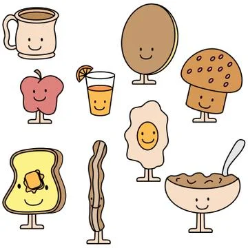 Breakfast items Stock Illustration