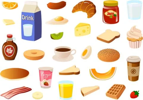 Breakfast items Stock Illustration