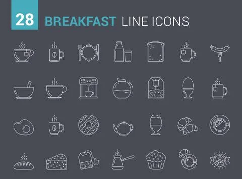 Breakfast Line Icons Stock-Illustration