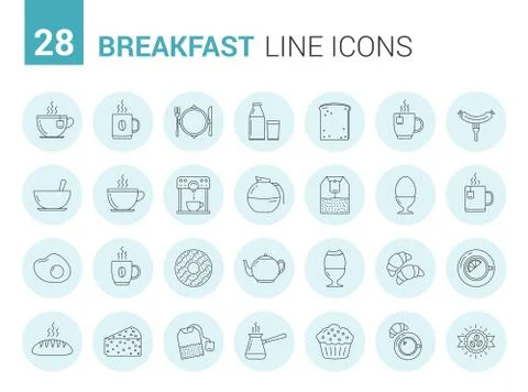 Breakfast Line Icons Stock-Illustration