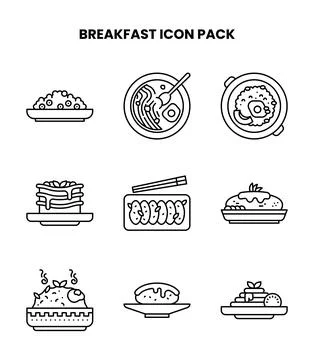 Breakfast Line Scalable Icons Pack Stock Illustration