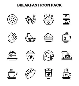 Breakfast Line Vector Icons Pack Stock Illustration