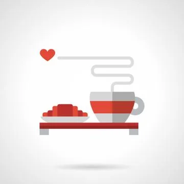 Breakfast for lovers flat color vector icon Stock Illustration