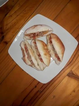 Breakfast made from a bread Stock Photos