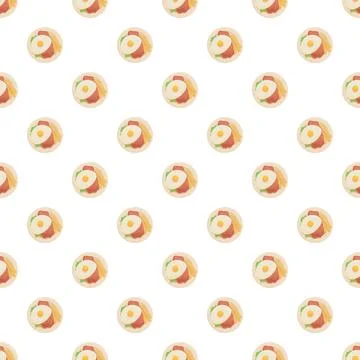 Breakfast meal with egg bacon and fries seamless pattern Stock Illustration