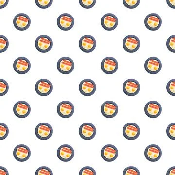 Breakfast meal fried eggs and bacon pattern Stock Illustration