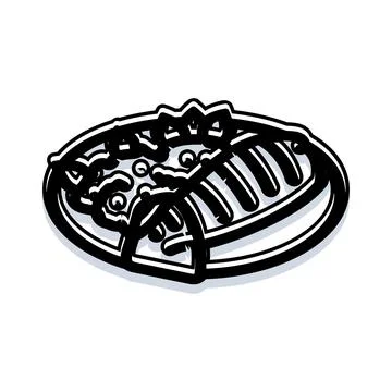 Breakfast meal with omelet and bread on plate Stock Illustration