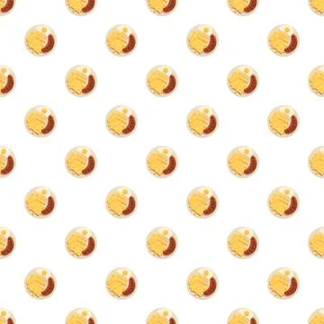 Breakfast meal pattern with eggs, sausage, and fries Stock Illustration