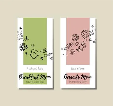 Breakfast menu and dessert menu vertical banner Ilustración de archivo