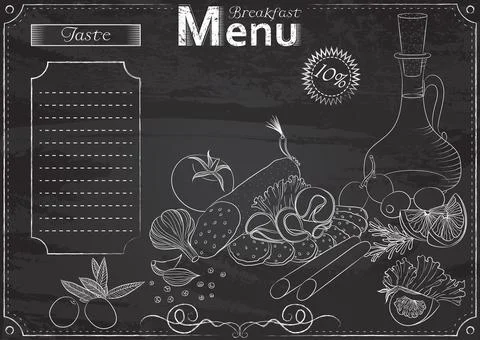 Breakfast menu chalk Stock Illustration