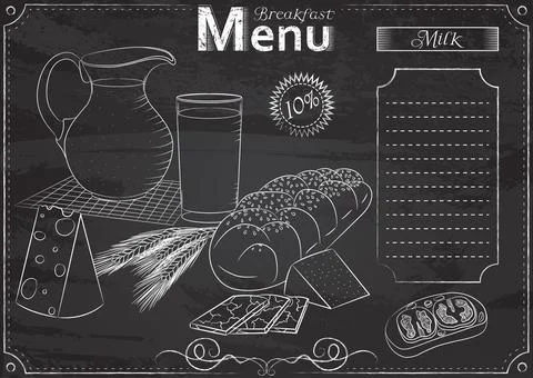 Breakfast menu chalk Stock Illustration
