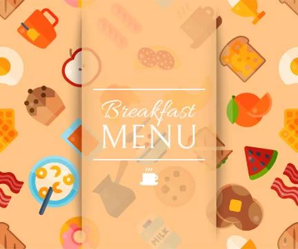 Breakfast menu seamless pattern vector illustration. Healthy start day. Eating Stock Illustration