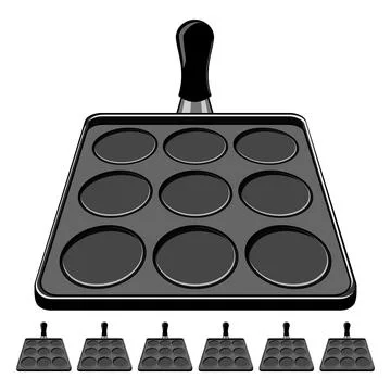 Breakfast mini pancake pan cartoon vector graphic Stock Illustration