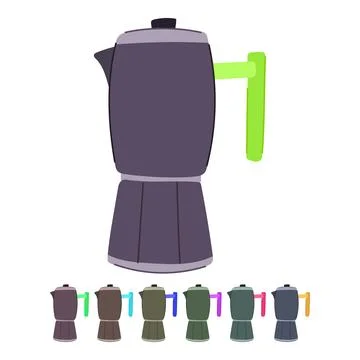 Breakfast moka pot coffee vector cartoon graphic Stock Illustration