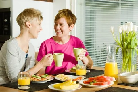Breakfast moment Stockfoto's