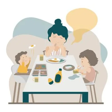 Breakfast with mommy Stock Illustration
