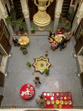 Breakfast in Morocoo in a raid viewed from above. Stock Photos