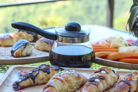 Breakfast in the mountains Stock Photos