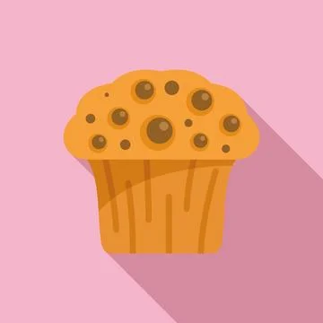 Breakfast muffin icon flat vector. Cake food Illustrazione stock