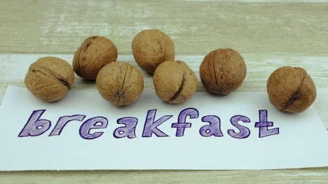 Breakfast with nuts Stock Footage 80335489