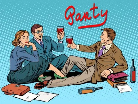 Breakfast at the office party Stock Illustration