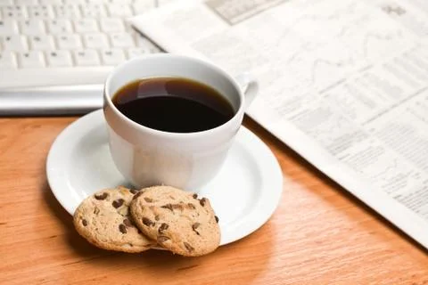 Breakfast in office Stock Photos