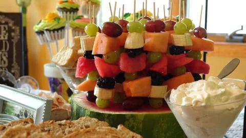 Breakfast or brunch table filled with all sorts of delicious delicatessen rea Stock Photos
