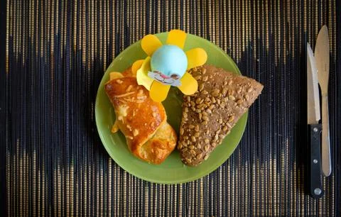 Breakfast or brunch table setting full of healthy ingredients for a delicious Stock Photos