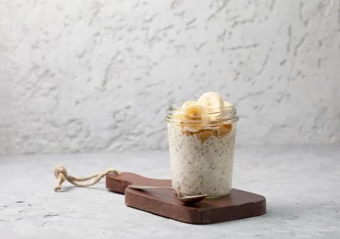 Breakfast with  overnight oatmeal Stock Photos