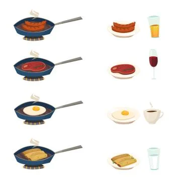 Breakfast Pan Set Stock Illustration
